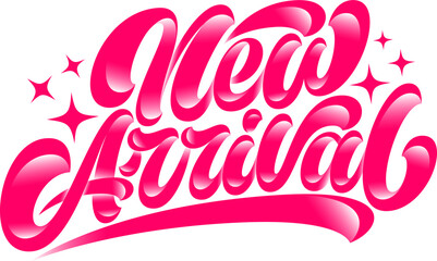 lettering new arrival with white shine text