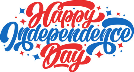 lettering happy independence day with sparkles text