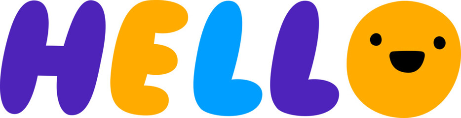 Lettering sticker puffy multicolor hello text