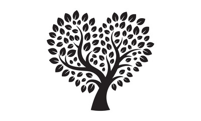Tree silhouette isolated on white background. Vector illustration