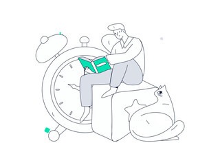  Character reading quietly vector concept operation hand drawn illustration
