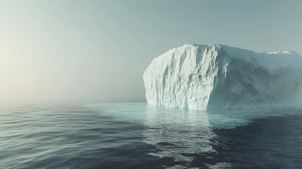 Majestic Iceberg Floats in Calm Ocean Waters