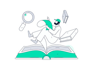  Character reading quietly vector concept operation hand drawn illustration
