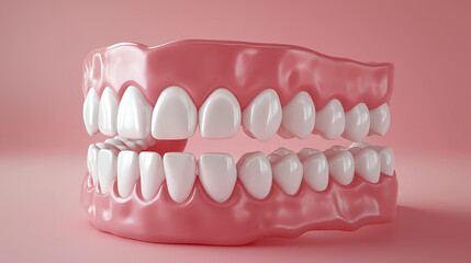Obraz premium Soft and Professional Dental Model with Pastel Pink Backdrop