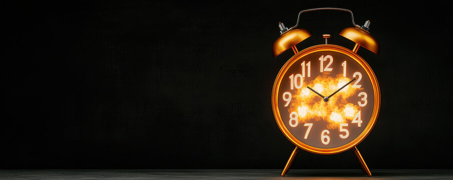 Ethereal clock with glowing numbers and explosive background effects
