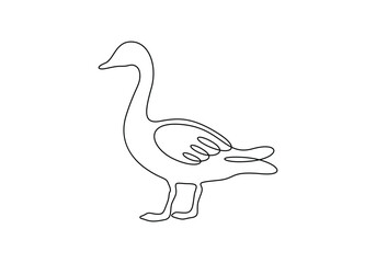 Vector duck continuous single line drawing isolated on white background minimal vector illustration