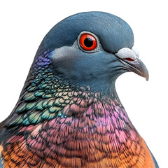 Front view close-up of an extremely perfect looking single Pheasant Pigeon bird isolated on a white transparent background