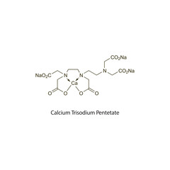 Calcium Trisodium Pentetate flat skeletal molecular structure chelator drug used in heavy metal poisoning treatment. Vector illustration scientific diagram.