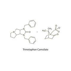 Fototapeta premium Trimetaphan Camsilate flat skeletal molecular structure ganglion blocker drug used in hypertension treatment. Vector illustration scientific diagram.