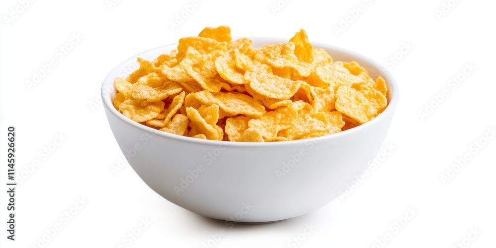 Poster bowl of cornflakes against a white background. this image features cornflakes and includes clipping 