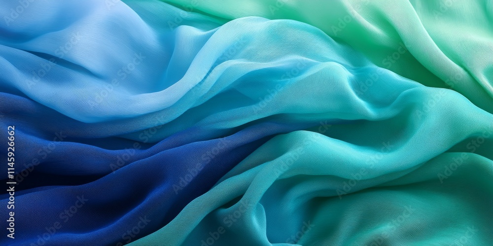 Poster abstract blue and green gradient color cloth textile texture background featuring soft waves. this c