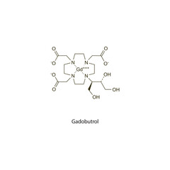 Gadobutrol flat skeletal molecular structure Contrast media treatment. Vector illustration scientific diagram.