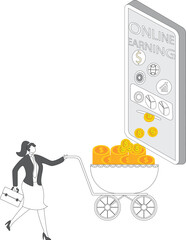 Businesswoman make money online with marketing