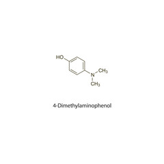 4-Dimethylaminophenol flat skeletal molecular structure chelator drug used in cyanide poisoning treatment. Vector illustration scientific diagram.