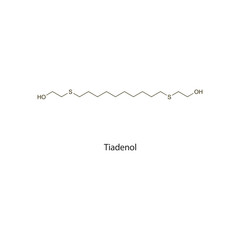 Tiadenol flat skeletal molecular structure antihyperlipidemic drug used in hyperlipidaemia treatment. Vector illustration scientific diagram.