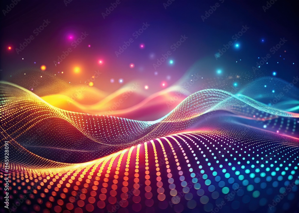Aufkleber elegant tilt-shift photo featuring a futuristic gradient wave background and abstract web.