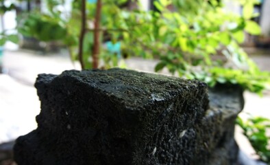 Product stands made of stone, beautiful stones in the garden that are suitable for stands and photo spots for your products, in the garden