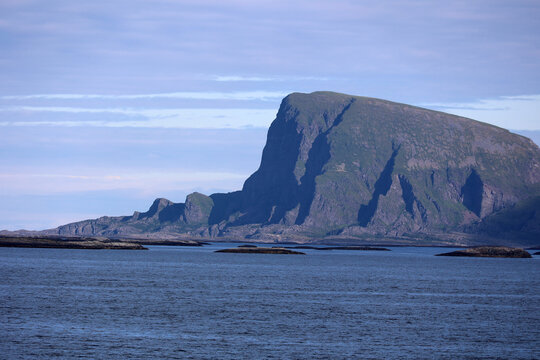 View of the small rocky island of Lovund, Norway    