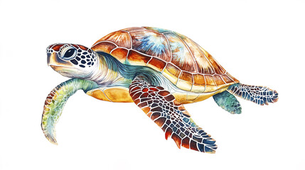 Fototapeta premium colorful turtle swimming gracefully in clear water, showcasing its beauty