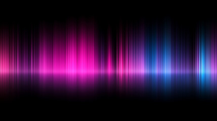 Abstract Neon Lights with Vertical Streaks and Reflection on Black Background