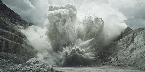 Quarry blasting techniques produce powerful explosions, highlighting the intensity of quarry blasting as a crucial method in mineral extraction and landscape alteration.