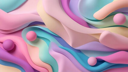 Abstract Colorful Pastel Background, Featuring Soft Gradients and Smooth Transitions, Creating a Gentle and Harmonious Visual Experience