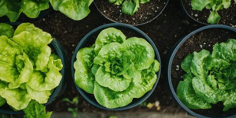 Obraz premium An image showcasing the process of growing lettuce at home. Discover how to grow lettuce and other vegetables effectively in planters for a thriving home garden.
