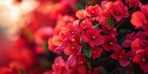 Vibrant red bougainvillea flowers blooming beautifully, showcasing the stunning and colorful display of bougainvillea in full bloom, perfect for nature enthusiasts and floral lovers.