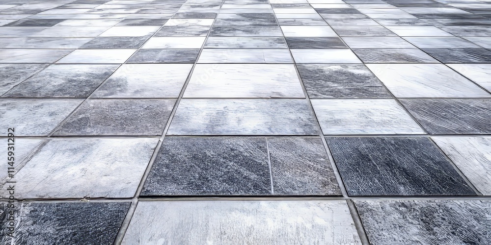 Poster long panoramic background featuring a textured surface of square and rectangular stone floor tiles i