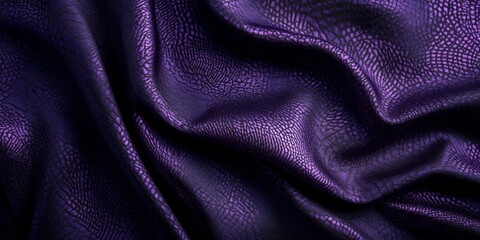 A background featuring dark purple metallic fabric with an embossed texture provides a striking visual effect. This highlights the fabrics rich color and intricate surface design.