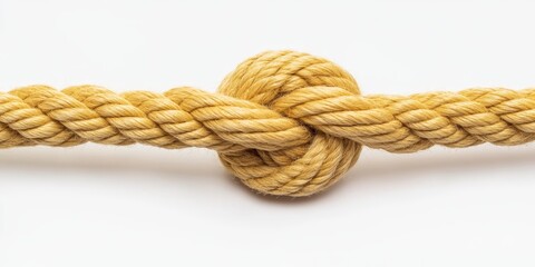 Obraz premium Isolated rope with a knot displayed on a white background, emphasizing the versatility and strength of rope in various applications the knot showcases the functionality of this essential rope.