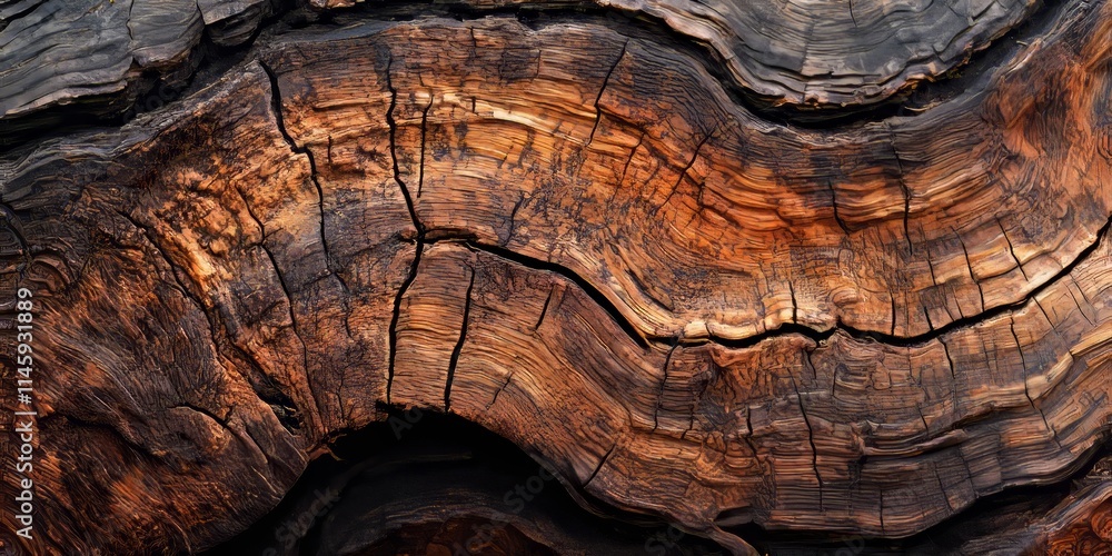 Poster close up texture showcasing the grunge and weathered features of a tree trunk s cross section, highl