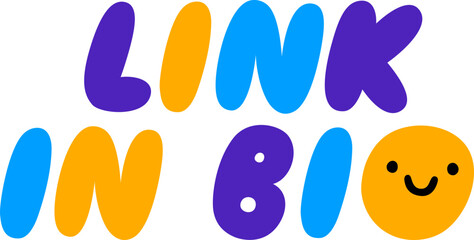 lettering sticker puffy multicolor link in bio text