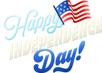 lettering happy independence day! with flag
