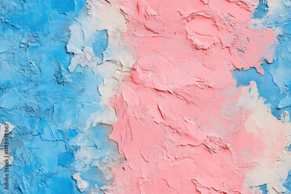Poster seamless textured abstract painting featuring a blend of blue and pink colors, creating a soft and a