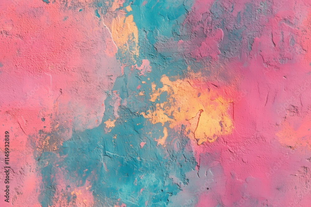 Poster seamless vibrant abstract texture featuring a blend of pink, blue, and orange hues. the surface has 