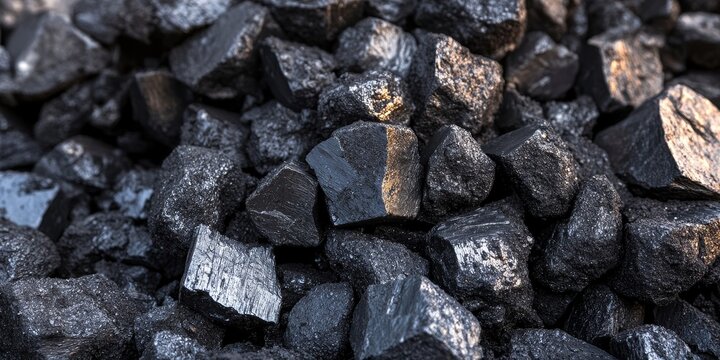 Closeup of a pile of lignite coal used for stove heating. This lignite coal represents a non renewable energy source often associated with coal mining activities and their outcomes.