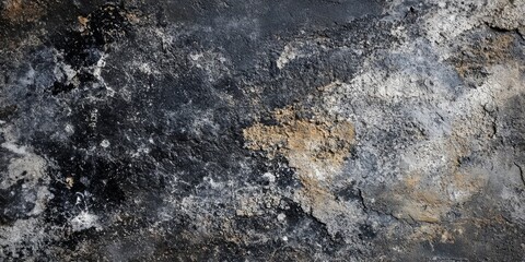 Dark abstract grunge texture representing a concrete or cement wall background. It features a high quality, detailed rough stone texture that highlights a rugged terrain appearance.