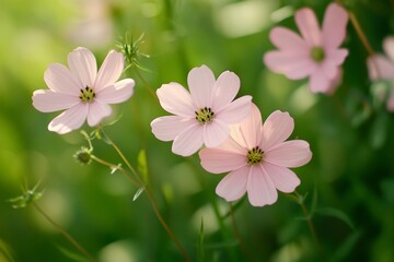 Fototapeta premium A vibrant array of pink flowers blooms amidst lush green grass, embodying love's beauty and nature's embrace on this romantic day.