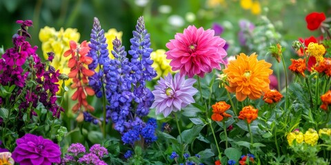 Obraz premium Beautiful flowers from a vibrant garden, showcasing a diverse array of colors and species. This stunning collection of flowers reflects the beauty found in gardens around the world.