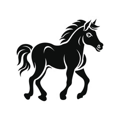 Elegant Silhouette Of A Black And White Horse Vector Illustration
