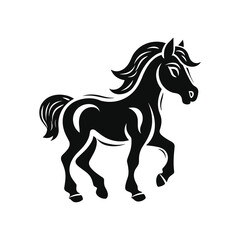 Elegant Silhouette Of A Black And White Horse Vector Illustration