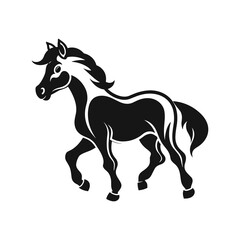 Elegant Silhouette Of A Black And White Horse Vector Illustration