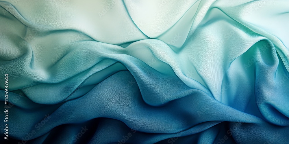 Poster abstract blue and green gradient color cloth textile texture background featuring soft waves. this c