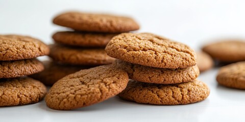 Fresh cookies displayed beautifully on a white surface create an inviting and delicious ambiance. The fresh cookies, with their tempting aroma, make for a delightful treat.