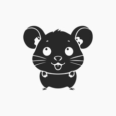 Mouse Logo Design Minimalist and Flat Vector white background
