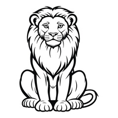 Elegant Silhouette Of A Black And White Lion Vector Illustration