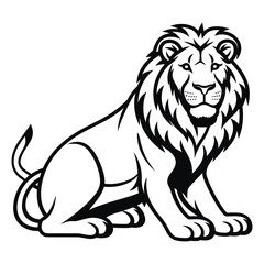 Elegant Silhouette Of A Black And White Lion Vector Illustration