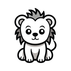 Elegant Silhouette Of A Black And White Lion Vector Illustration