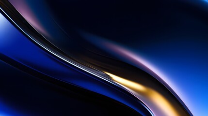 Abstract Blue Gold Swirling Curves Design